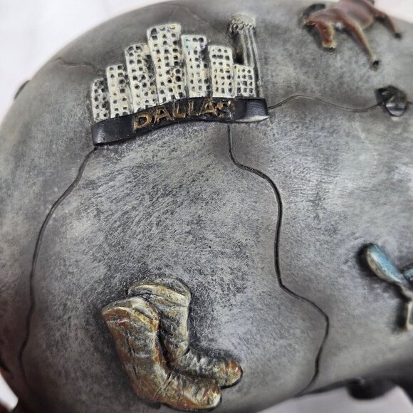 Resin 3D Armadillo Piggy Bank Texas Themed Longhorn Oil Derrick Rose Map Skyline - Picture 10 of 14